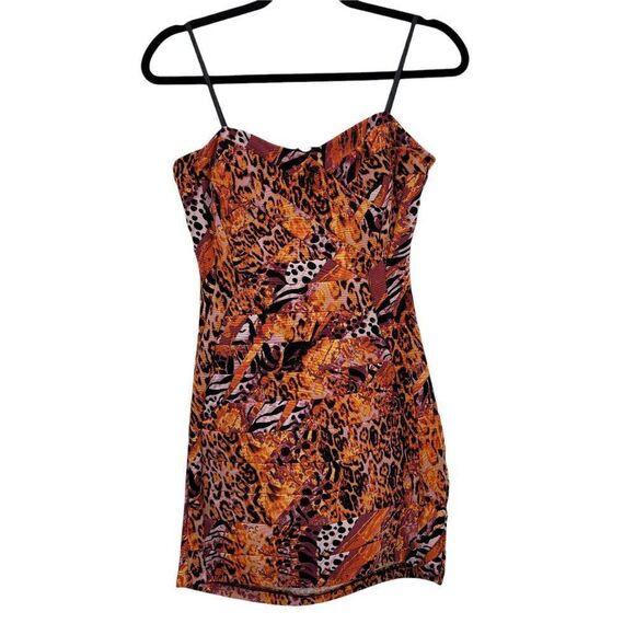 Vtg 90's City Triangles Grunge Animal Multimedia Patchwork Bodycon‎ Dress Sz M - Picture 10 of 13